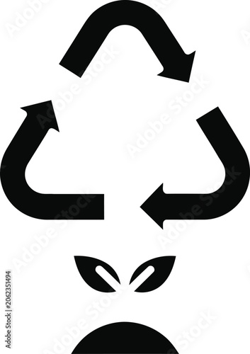 Symbolic representation of a recycling process with leaves indicating environmental sustainability and growth concepts