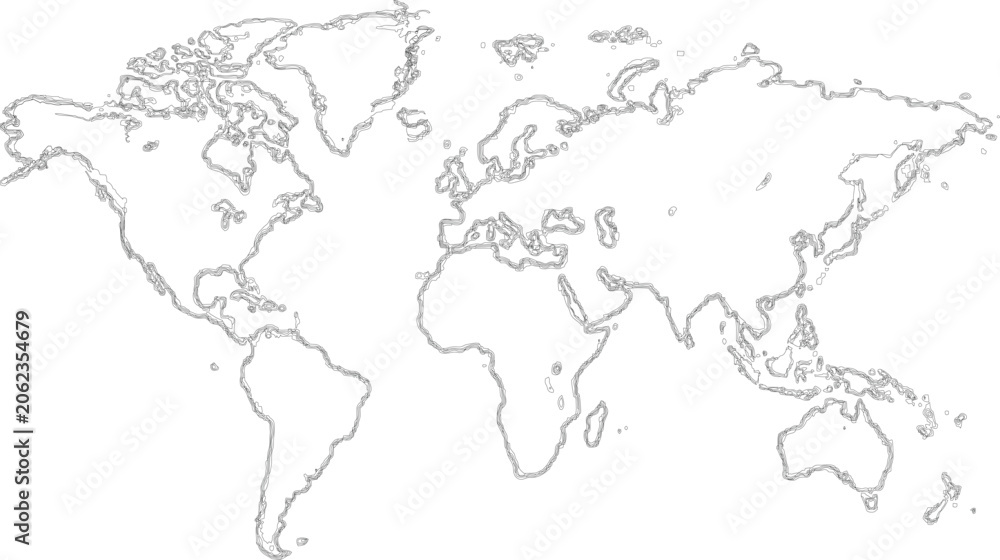 Fototapeta premium Outline world map. Vector design on white background