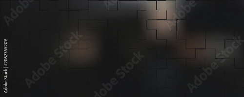 Canvastavla Dark grey geometric wall with square block relief pattern, featuring soft light