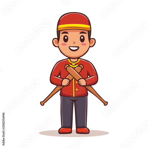 Cartoon construction worker in safety gear