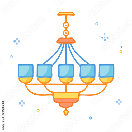 Flat design balance scale with gold coins and bars