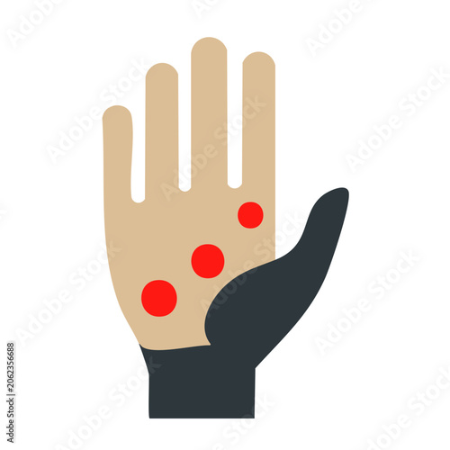 Hand with red hearts flat design