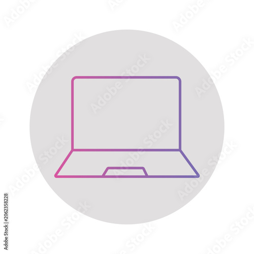 Modern gradient outline icon of a laptop computer inside a circular gray background for technology concepts