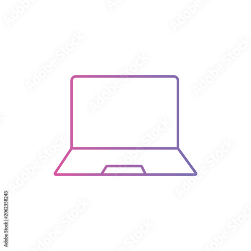 Simple line art icon of an open laptop computer with a gradient color outline isolated on transparent background