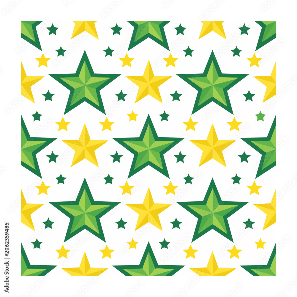 Obraz premium Green and yellow star geometric pattern