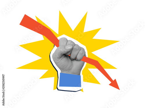 Принти на полотні A fist holds a red arrow pointing downwards