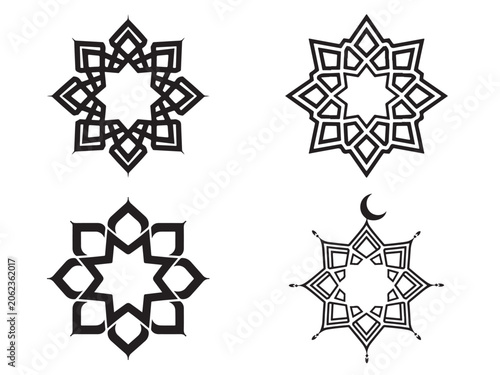 set of vector snowflakes on white