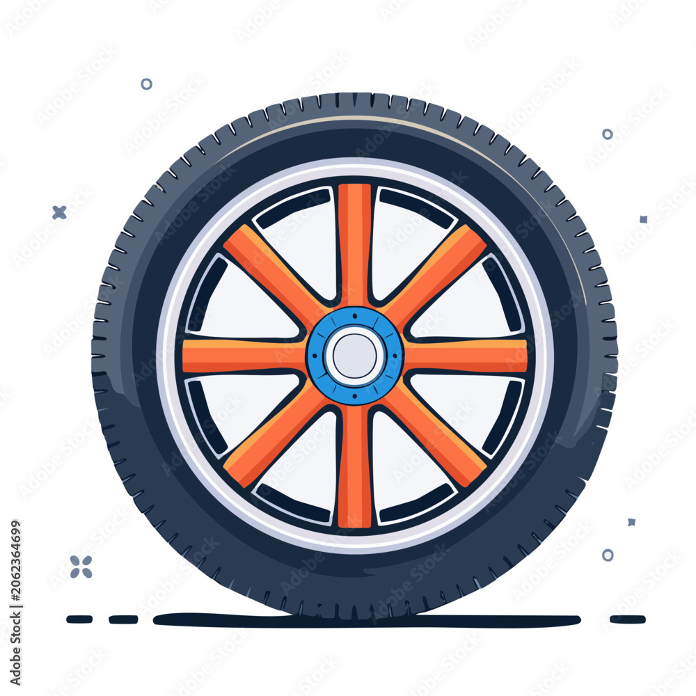 Fototapeta premium Flat design gear wheel icon with blue center