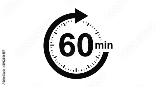 A simple black and white graphic icon representing sixty minutes