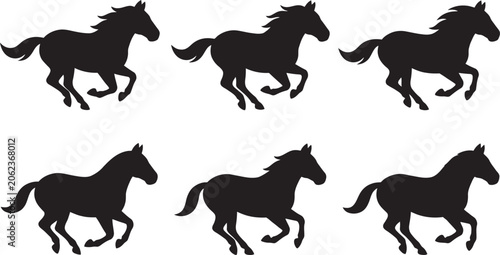 Konstfotografi Collection of running horse silhouettes