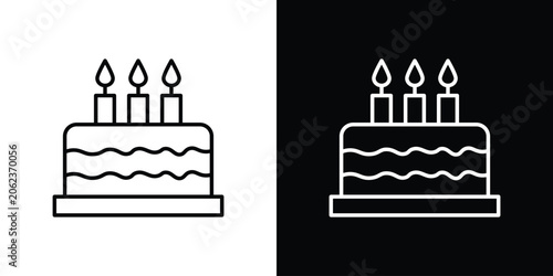 Cake birthday icon outline stroke in black.