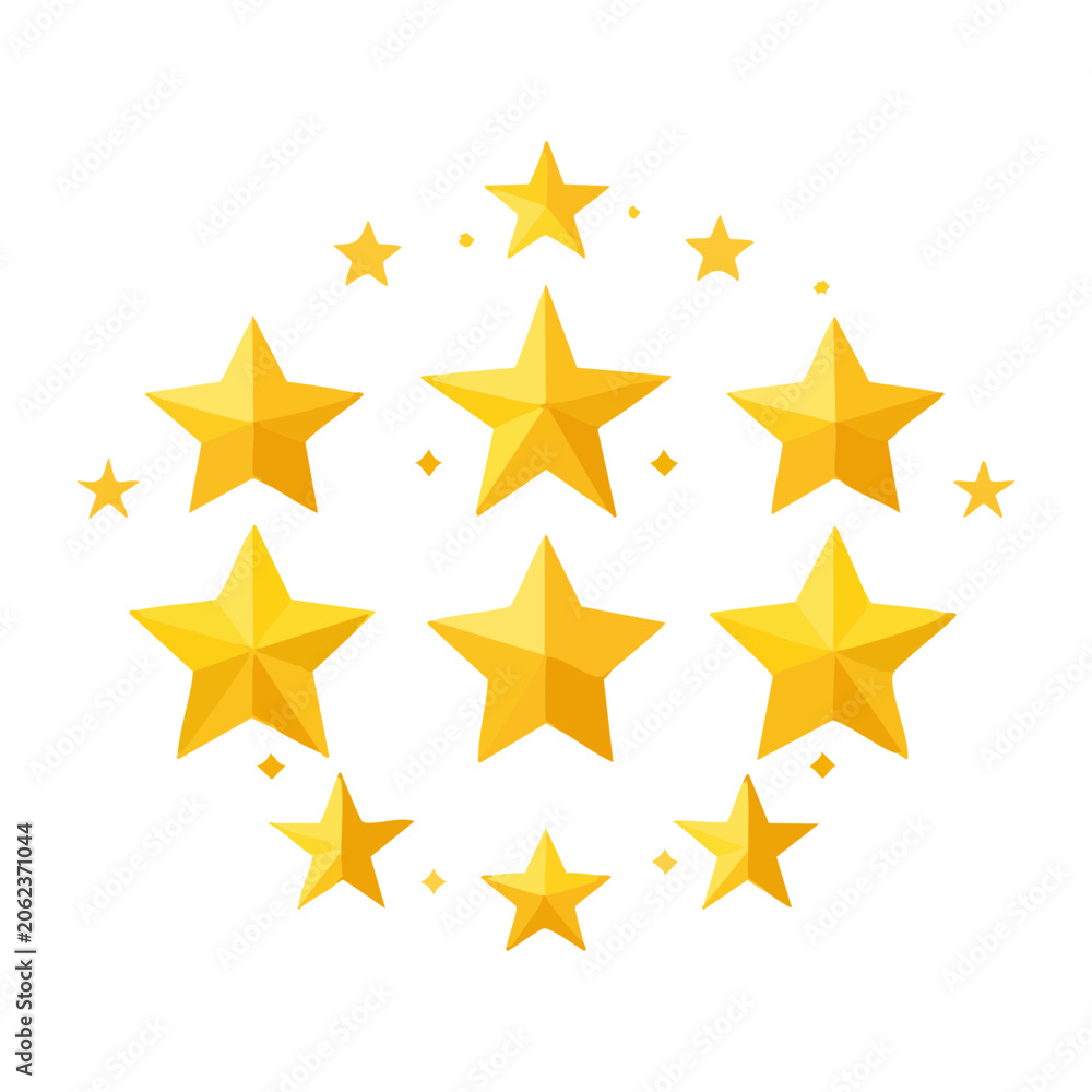Fototapeta premium Gold star vector icon set in flat design