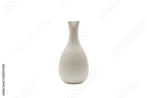Tall slender white ceramic vase with a narrow neck and smooth matte finish for minimalist home decor display isolated on a transparent background