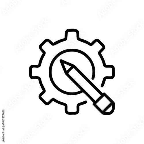 Gear icon with pencil outline representing settings configuration customization editing tool