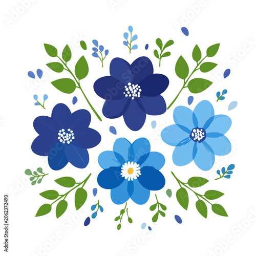 Blue cornflower floral vector illustration