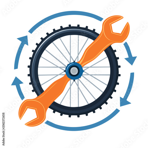 Flat design gear with arrows