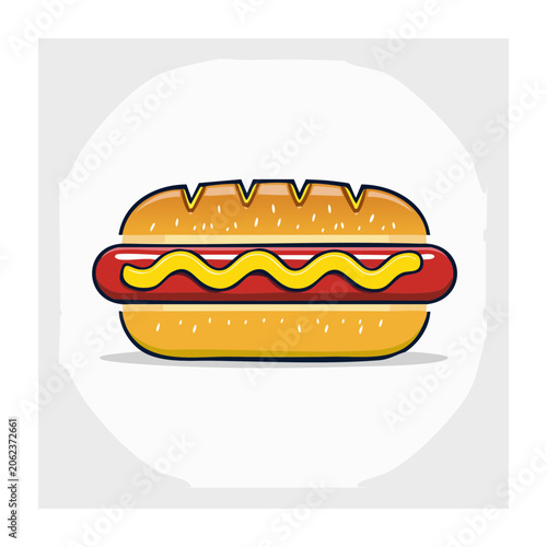 Flat design hot dog with condiments isolated