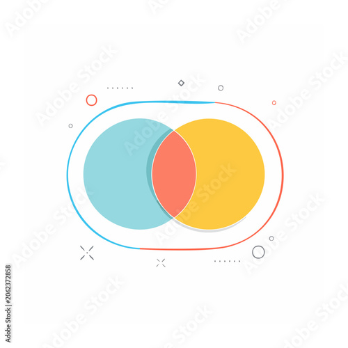 Flat design Venn diagram with three overlapping circles