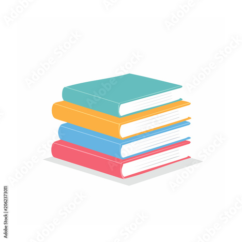 Stacked colorful books top view 3D render
