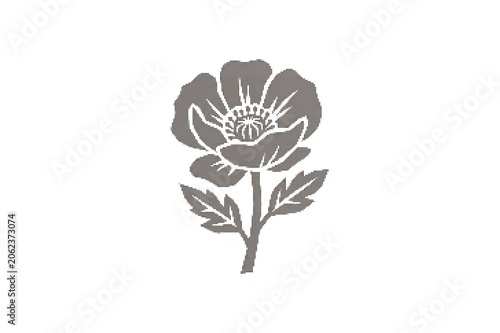 Paper cut flower sticker vector illustration