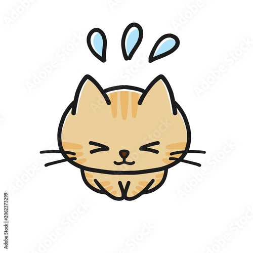 焦りながらお辞儀をする茶トラ猫