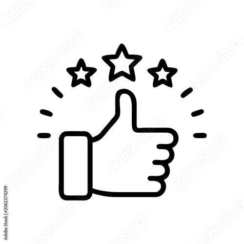 Thumbs up and stars rating icon best quality approval positive feedback thumbs-up