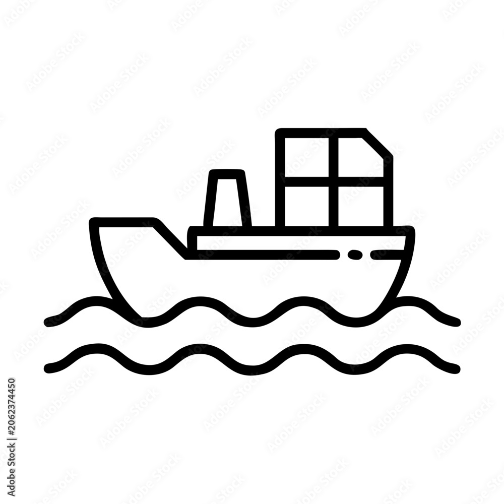 Obraz premium Cargo ship sailing on wavy water, container transport, freight logistics, international trade.