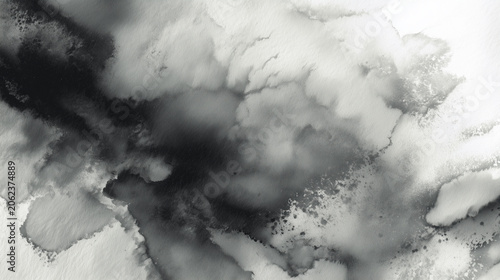 Abstract Charcoal and Ink Wash Background Texture with Wet Watercolor Bleed Effects