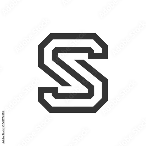 Bold geometric block letter S monogram vector icon.