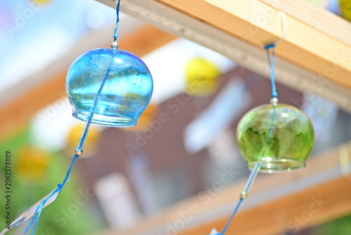 Vászonkép Cool wind chime swaying in the breeze.（風鈴）7