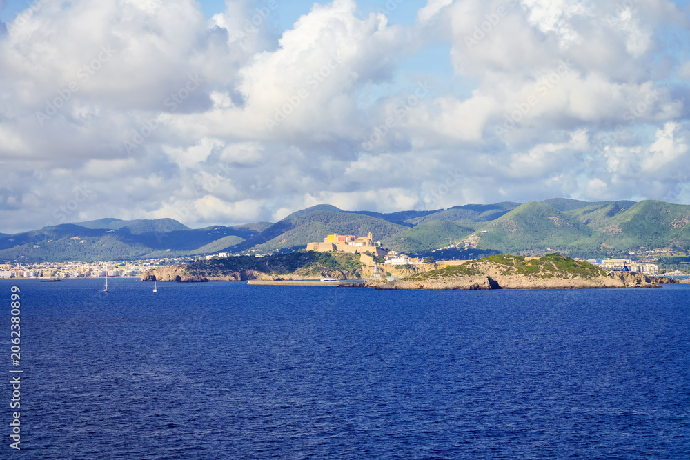 Fototapeta premium View of the Mediterranean and the coast of Ibiza. 