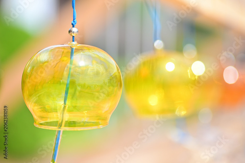 Schilderij op canvas Cool wind chime swaying in the breeze.（風鈴）13