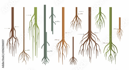 Tableau sur toile Tree Root System Icon Set