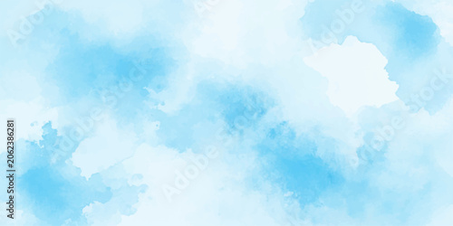 Fotografie Abstract watercolor texture in shades of sky blue and white, evoking a sense of airy lightness and serene atmosphere