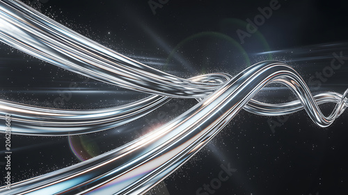 Abstract Blue Light Wave Background with Flowing Lines and Energy Design
