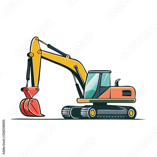 Flat design truck with traffic cone and street lamp
