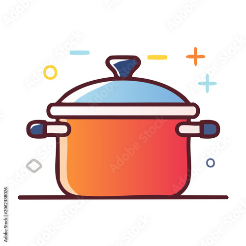 Flat design vector of orange bucket with watering can