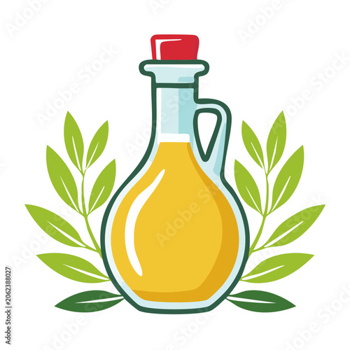 Flat design watering can with plant
