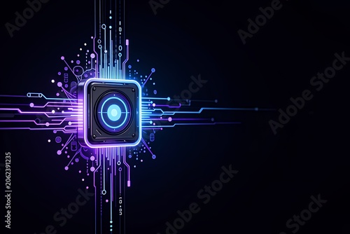 Futuristic Neon Lines and Abstract Technology Design Background