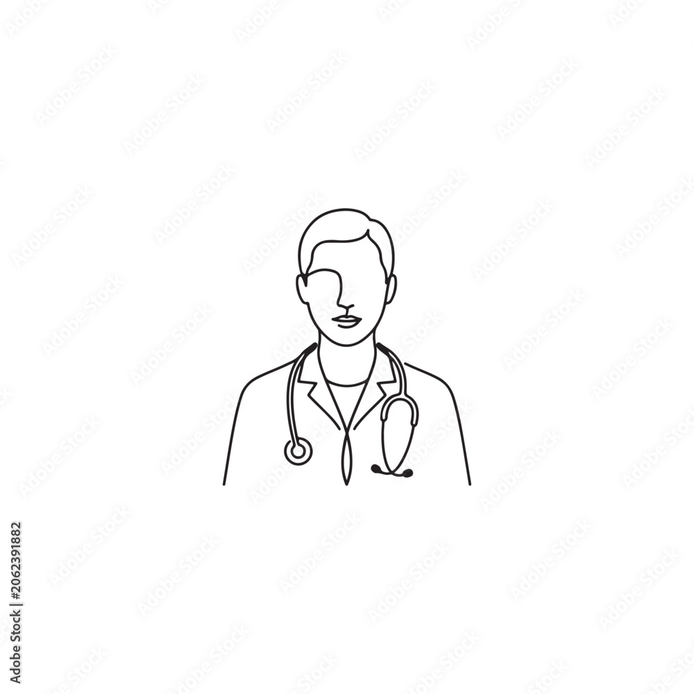 Fototapeta premium Minimalist stethoscope illustration for medical symbolism Vector