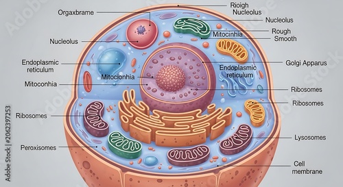 Colored Animal Cell Diagram with Organelles
