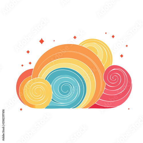 Abstract colorful spiral pattern with dots