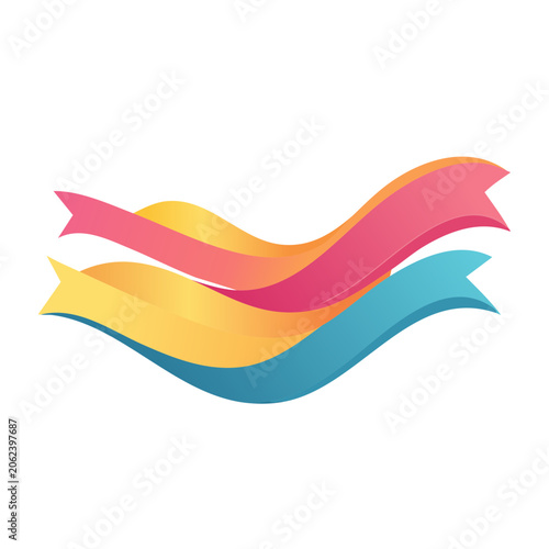 Curved multicolor ribbon vector