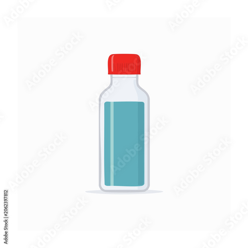 Flat design plastic bottle with water