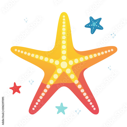 Flat design star with moon and rocket vector