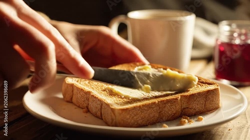Toast Spreading Butter on Toast in Cozy Kitchen