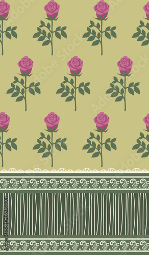 Photography beautiful seamless pink rose pattern on earth-tone background for textile suitable for clothes and interior design it gives lovely design of floral background floral wallpaper and floral bg