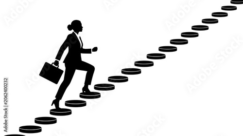 Businessman Climbing Stairs to Success