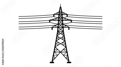 Fotografía High Voltage Electricity Pylon Vector Illustration