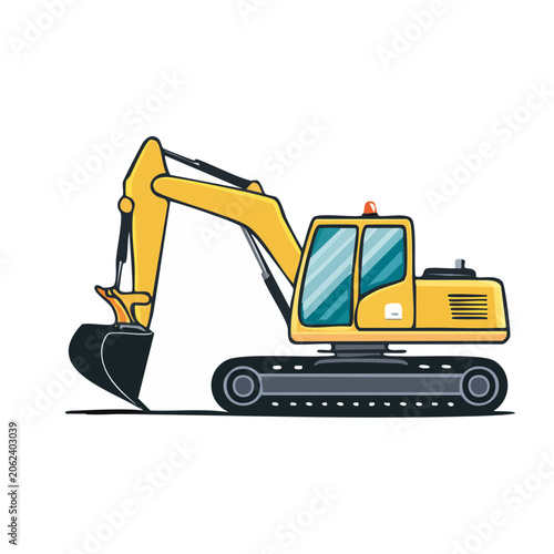 Yellow truck with crane side view vector